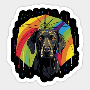 Labrador Retriever Rainy Day With Umbrella Sticker